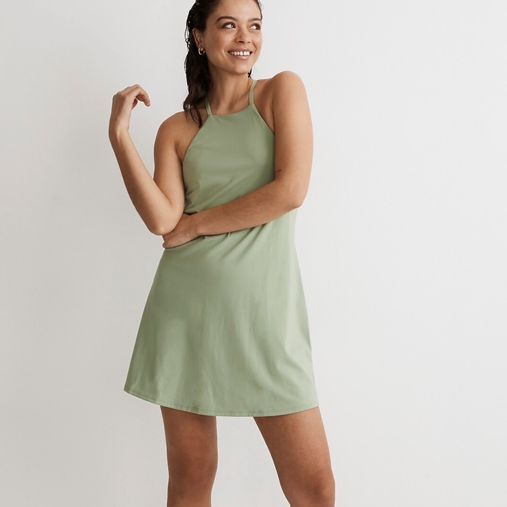 Madewell 2.0 Flex Fitness Dress Gatehouse Green Nwot